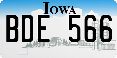 IA license plate BDE566