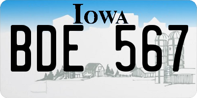 IA license plate BDE567