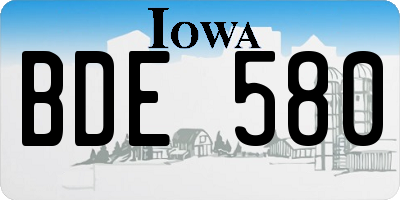 IA license plate BDE580