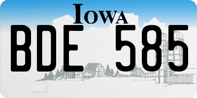 IA license plate BDE585