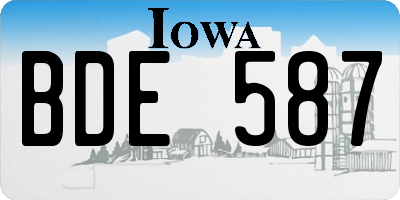 IA license plate BDE587