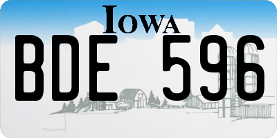 IA license plate BDE596