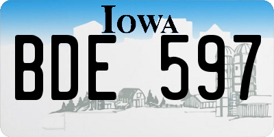 IA license plate BDE597