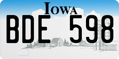 IA license plate BDE598