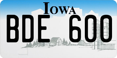 IA license plate BDE600