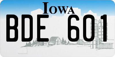IA license plate BDE601