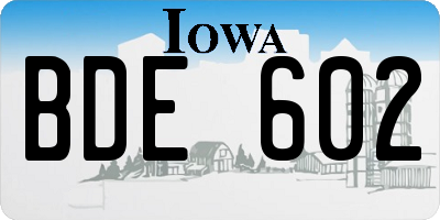 IA license plate BDE602