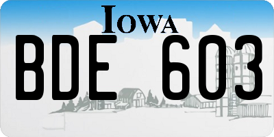 IA license plate BDE603