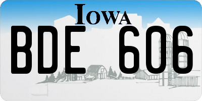 IA license plate BDE606