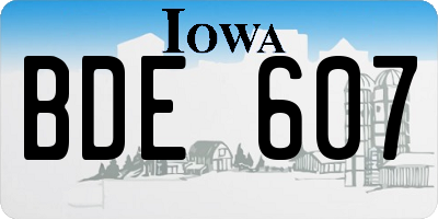 IA license plate BDE607