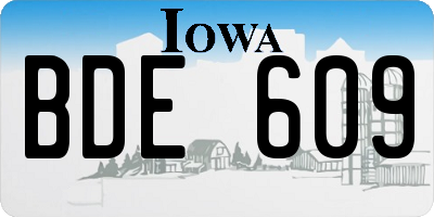 IA license plate BDE609
