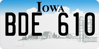 IA license plate BDE610