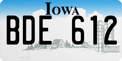 IA license plate BDE612