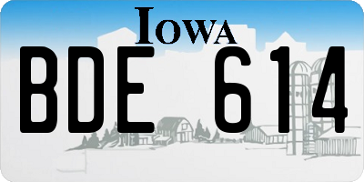 IA license plate BDE614