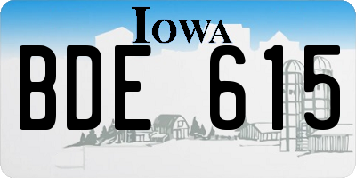 IA license plate BDE615