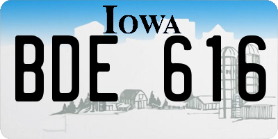 IA license plate BDE616