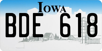 IA license plate BDE618