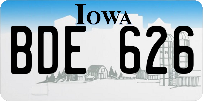 IA license plate BDE626