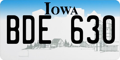 IA license plate BDE630