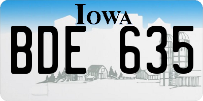 IA license plate BDE635