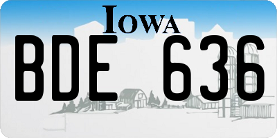IA license plate BDE636