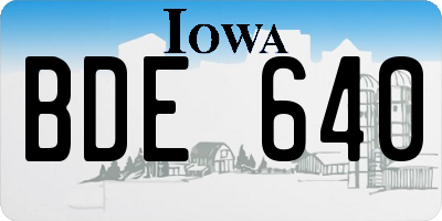 IA license plate BDE640