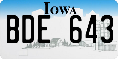 IA license plate BDE643
