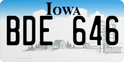 IA license plate BDE646