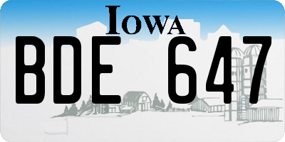 IA license plate BDE647