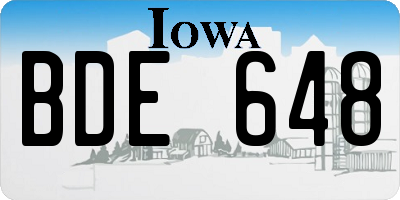 IA license plate BDE648