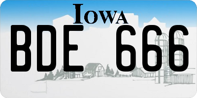 IA license plate BDE666