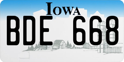 IA license plate BDE668