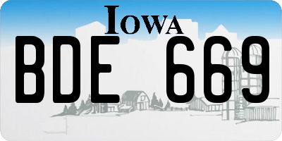 IA license plate BDE669