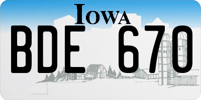 IA license plate BDE670