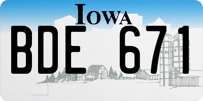 IA license plate BDE671