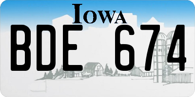 IA license plate BDE674