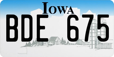IA license plate BDE675