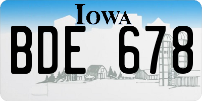IA license plate BDE678