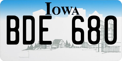 IA license plate BDE680