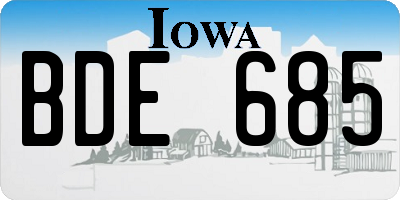 IA license plate BDE685