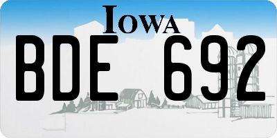 IA license plate BDE692