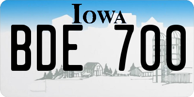 IA license plate BDE700