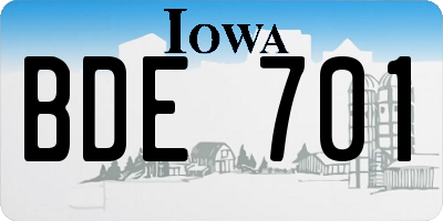 IA license plate BDE701