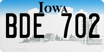 IA license plate BDE702