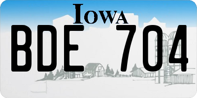 IA license plate BDE704
