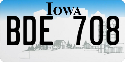 IA license plate BDE708