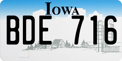 IA license plate BDE716