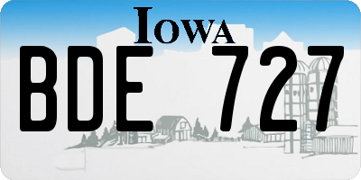 IA license plate BDE727