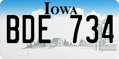 IA license plate BDE734