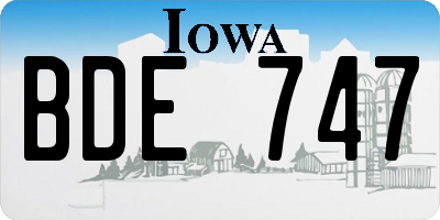 IA license plate BDE747